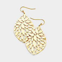 Filigree Earrings Petal Leaf Pattern Ivy Lightweight Metal SILVER GOLD 4 COLORS