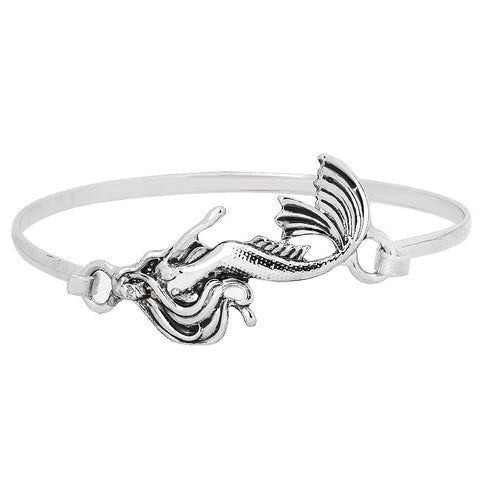 Mermaid Bracelet Metal Charm Bangle Sea Life Jewelry SILVER