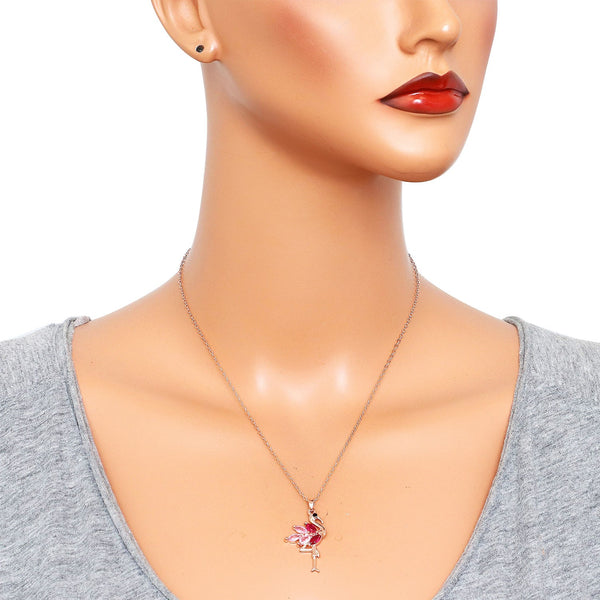 Flamingo Necklace ROSE GOLD PINK Beach Bird Crystal 1393