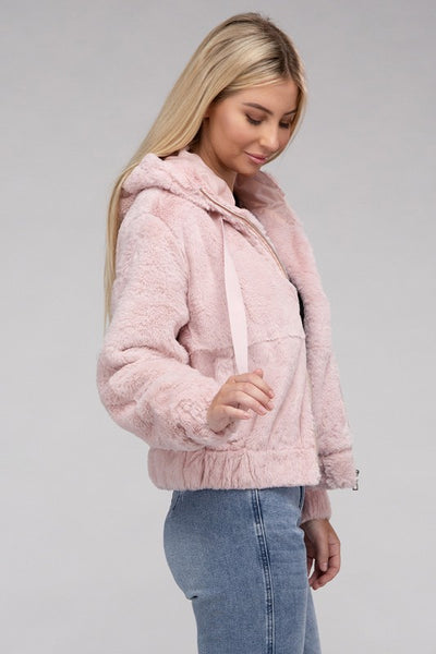 Ambiance Apparel Fluffy Zip-Up Teddy Hoodie