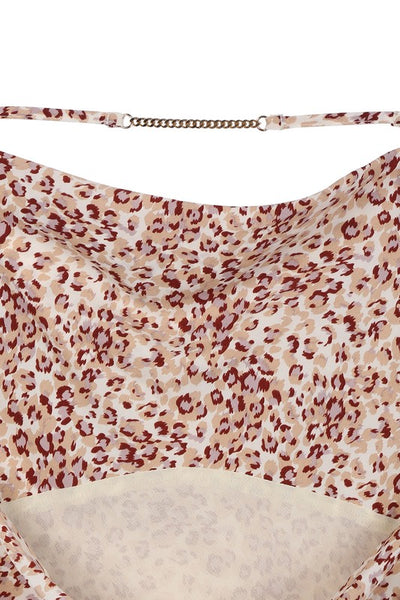 Leopard Cami Dress Chain Trim