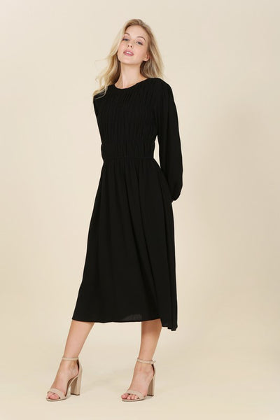Dressed Up Ruched Midi Dress