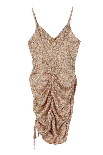Leopard Print Shirred Dress