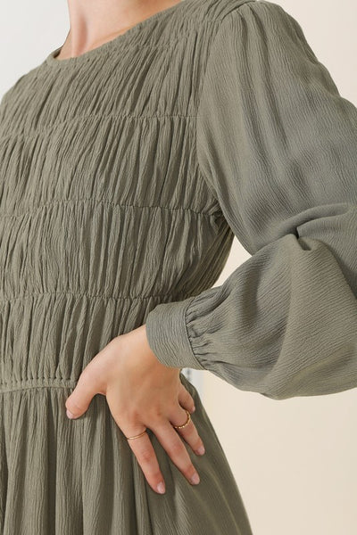Dressed Up Ruched Midi Dress