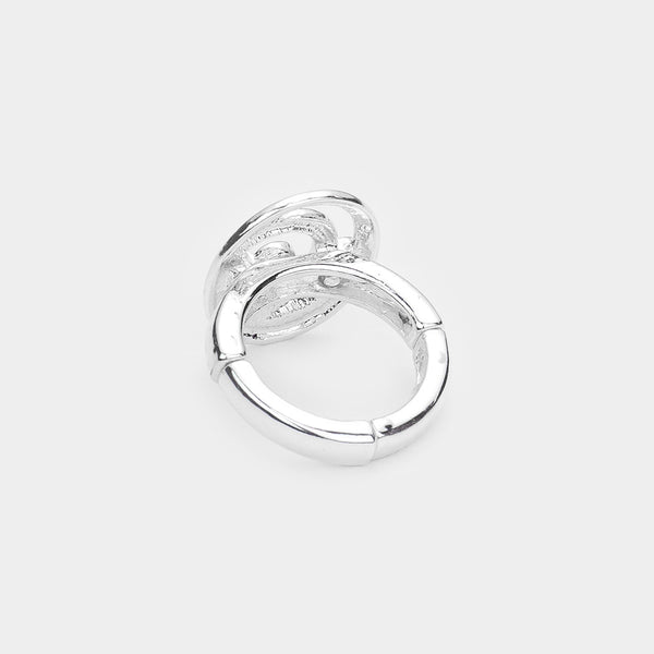 Mermaid Ring Sea Shell Wave Swirl Stretch Band SILVER