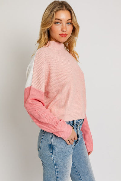 Le Lis Color Block Oversize Sweater Pink