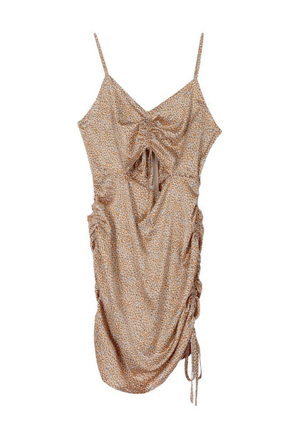 Leopard Print Shirred Dress