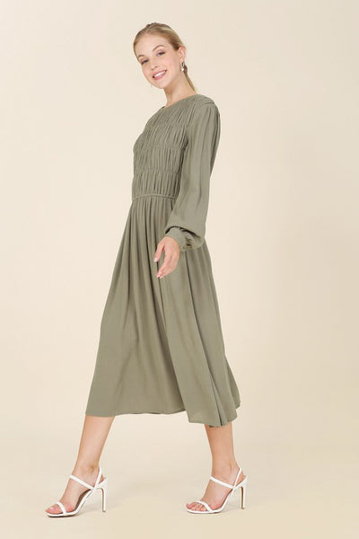 Dressed Up Ruched Midi Dress