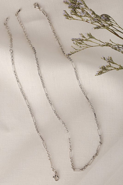 Clip Chain Bracelet Necklace Set Silver