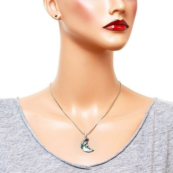 Abalone Shell Necklace Moon Metal Pendant 25mm Beach Star Sun Sky Sand SILVER - PalmTreeSky