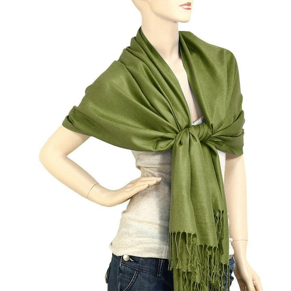 Pashmina Shawl 54 SOLID COLORS Silk Scarf Women Wrap Classic Soft Blended Fabric - PalmTreeSky