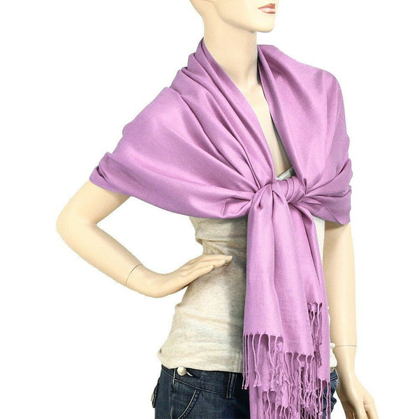 Pashmina Shawl 54 SOLID COLORS Silk Scarf Women Wrap Classic Soft Blended Fabric - PalmTreeSky