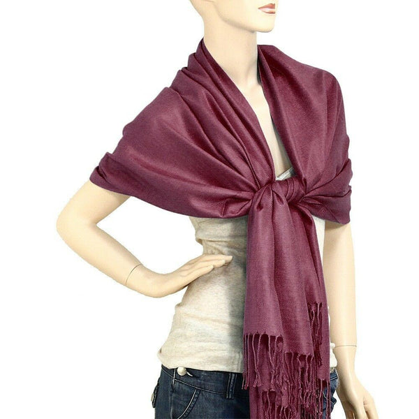 Pashmina Shawl 54 SOLID COLORS Silk Scarf Women Wrap Classic Soft Blended Fabric - PalmTreeSky