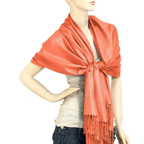 Pashmina Shawl 54 SOLID COLORS Silk Scarf Women Wrap Classic Soft Blended Fabric - PalmTreeSky