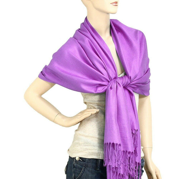 Pashmina Shawl 54 SOLID COLORS Silk Scarf Women Wrap Classic Soft Blended Fabric - PalmTreeSky