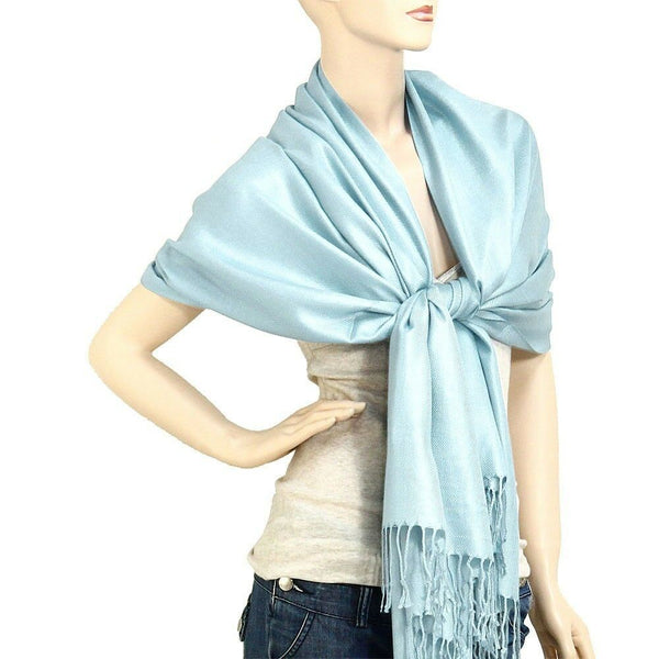 Pashmina Shawl 54 SOLID COLORS Silk Scarf Women Wrap Classic Soft Blended Fabric - PalmTreeSky