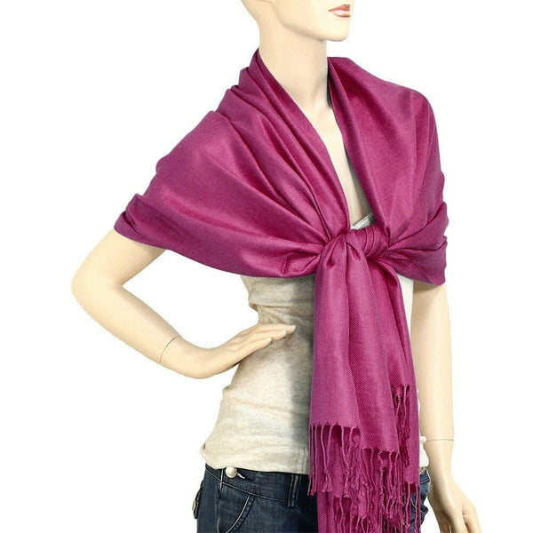 Pashmina Shawl 54 SOLID COLORS Silk Scarf Women Wrap Classic Soft Blended Fabric - PalmTreeSky