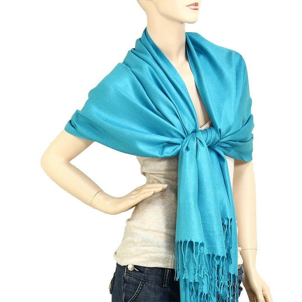 Pashmina Shawl 54 SOLID COLORS Silk Scarf Women Wrap Classic Soft Blended Fabric - PalmTreeSky