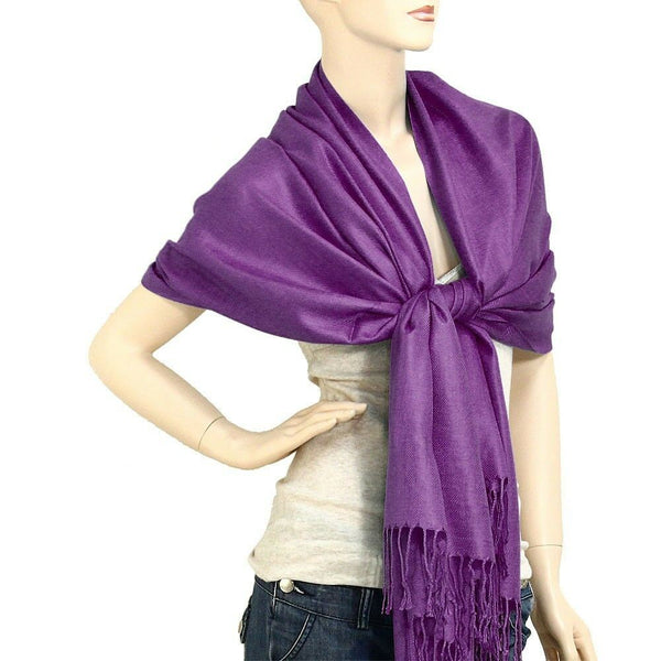 Pashmina Shawl 54 SOLID COLORS Silk Scarf Women Wrap Classic Soft Blended Fabric - PalmTreeSky