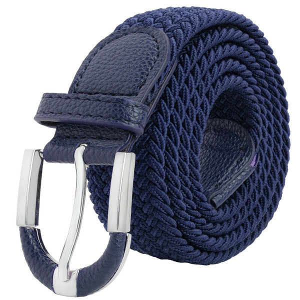 Stretch Belt Braided Weave 1.3" Wide Unisex Mens Womens 5 COLORS Two Tone Buckle - PalmTreeSky