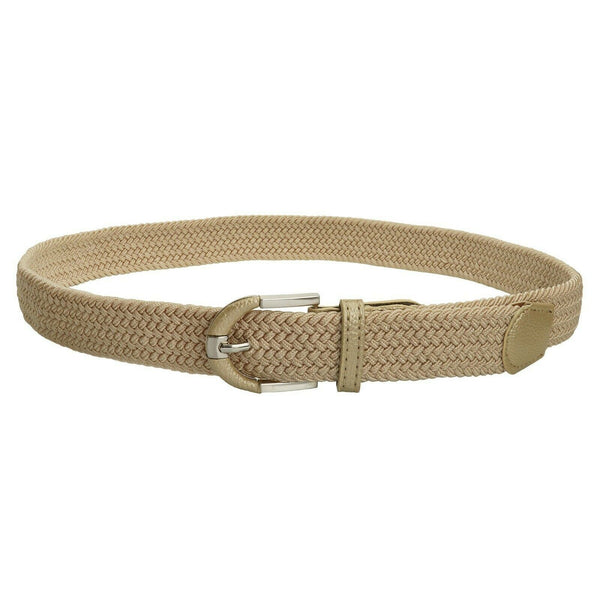 Stretch Belt Braided Weave 1.3" Wide Unisex Mens Womens 5 COLORS Two Tone Buckle - PalmTreeSky