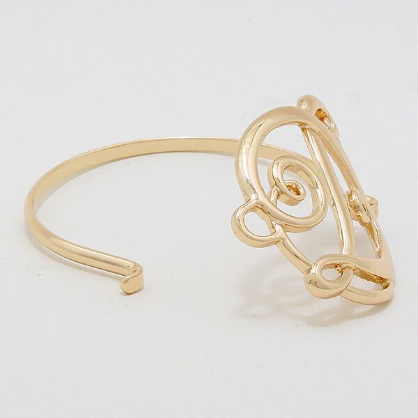Monogram Initial Bangle Bracelet GOLD 1.75"Letter D Hinge Bangle Metal Jewelry - PalmTreeSky