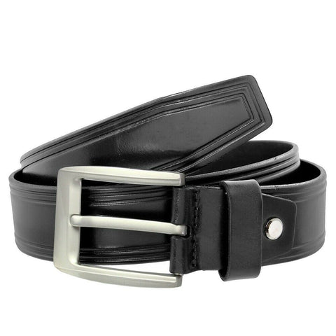 Men's Belt Full Grain Mens Men Buckle Dress 1.5"  W Adjustable Buckle BLACK 3009 - PalmTreeSky