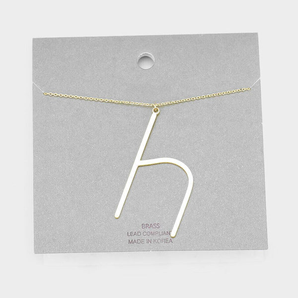Initial Necklace Monogram Brass Lower Case Large Letter Name Chain SILVER GOLD - PalmTreeSky