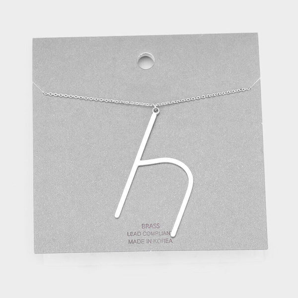 Initial Necklace Monogram Brass Lower Case Large Letter Name Chain SILVER GOLD - PalmTreeSky