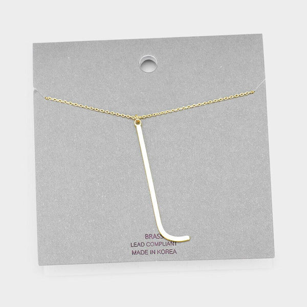 Initial Necklace Monogram Brass Lower Case Large Letter Name Chain SILVER GOLD - PalmTreeSky
