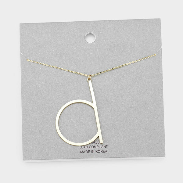 Initial Necklace Monogram Brass Lower Case Large Letter Name Chain SILVER GOLD - PalmTreeSky