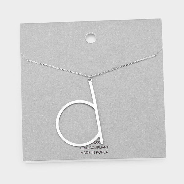 Initial Necklace Monogram Brass Lower Case Large Letter Name Chain SILVER GOLD - PalmTreeSky