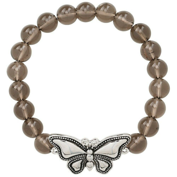 Butterfly Bracelet 28 COLORS Stretch Bead Bracelet Metal Charm 8mm Natural Stone - PalmTreeSky