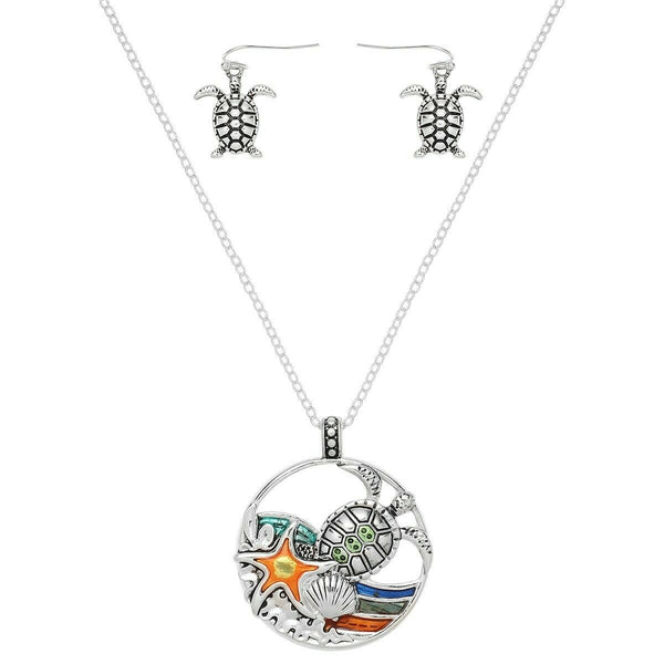 Turtle Necklace Pendant Charm Snake Chain Starfish Mult Enamel SILVER Jewelry - PalmTreeSky