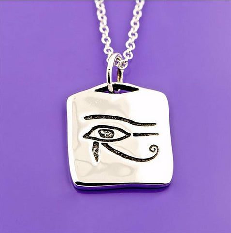 Eye of Horus Necklace Engraved Inspirational Protection STERLING SILVER .925 - PalmTreeSky