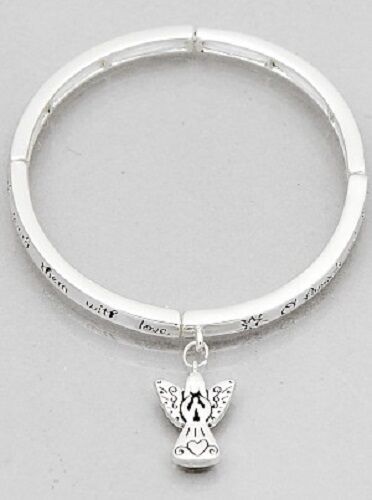 Children Blessing Stretch Bracelet SILVER Angel Inspirational Quote Jewelry - PalmTreeSky