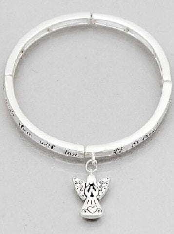Children Blessing Stretch Bracelet SILVER Angel Inspirational Quote Jewelry - PalmTreeSky