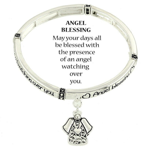 Angel Blessings Bracelet Filigree Angel Charm SILVER Blessed Message Jewelry - PalmTreeSky