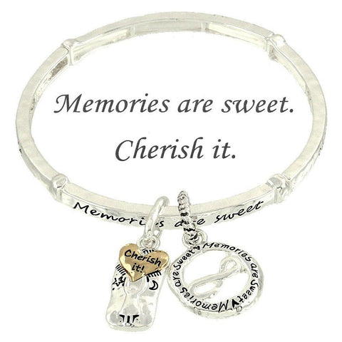Memories are Sweet Cherish It Bracelet Inspiration Message Stretch Infinity - PalmTreeSky