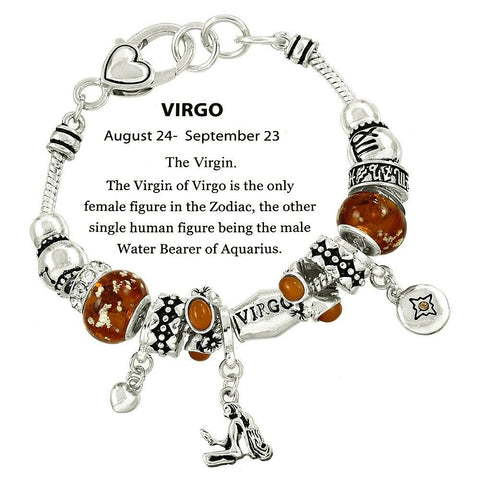 Horoscope Birthstone Bracelet Birthday Gift Virgo SILVER August September Sign - PalmTreeSky