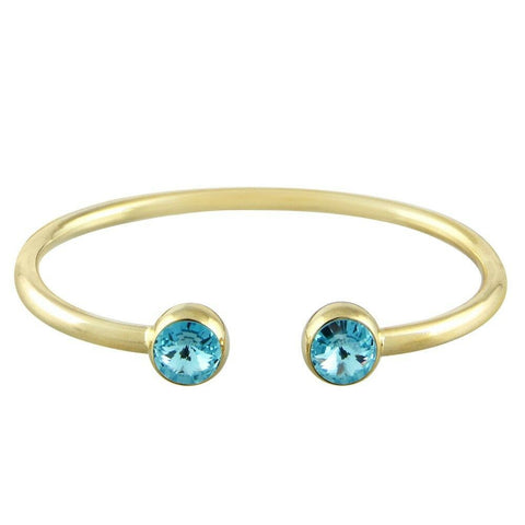 Crystal Tip Bracelet Wire Band Cuff Bangle Pave Rhinestone Evening Gold Aqua - PalmTreeSky