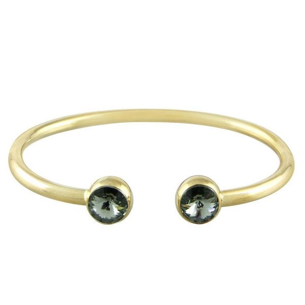 Crystal Tip Bracelet Wire Band Cuff Bangle Pave Rhinestone Evening Gold D Gray - PalmTreeSky