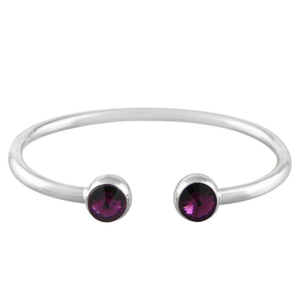 Crystal Tip Bracelet Wire Band Cuff Bangle Pave Rhinestone Evening Silver Purple - PalmTreeSky