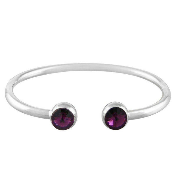 Crystal Tip Bracelet Wire Band Cuff Bangle Pave Rhinestone Evening Silver Purple - PalmTreeSky
