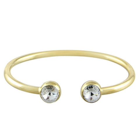 Crystal Tip Bracelet Wire Band Cuff Bangle Pave Rhinestone Evening Gold Clear - PalmTreeSky