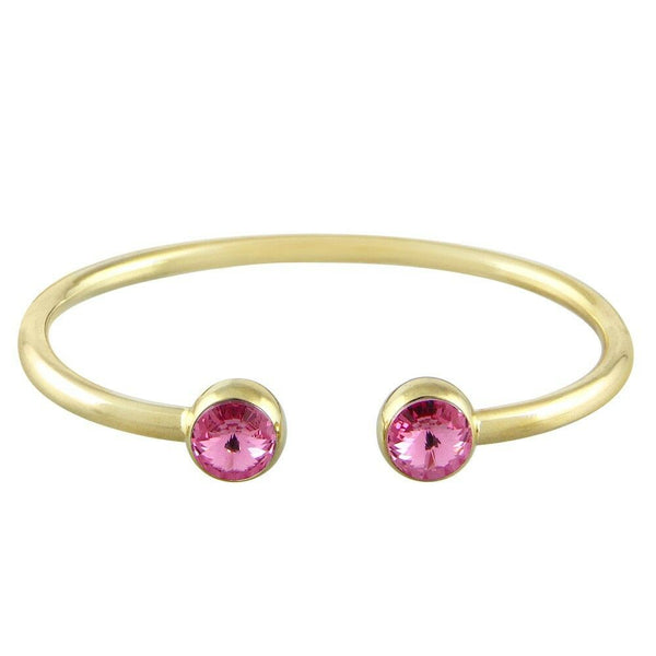 Crystal Tip Bracelet Wire Band Cuff Bangle Pave Rhinestone Evening Gold B Pink - PalmTreeSky