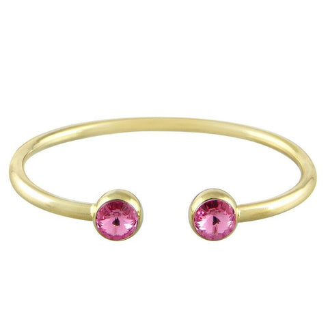 Crystal Tip Bracelet Wire Band Cuff Bangle Pave Rhinestone Evening Gold B Pink - PalmTreeSky