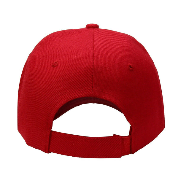 Baseball Cap Solid Plain Basic Adjustable Fitted Strap Back Unisex Hats RED - PalmTreeSky