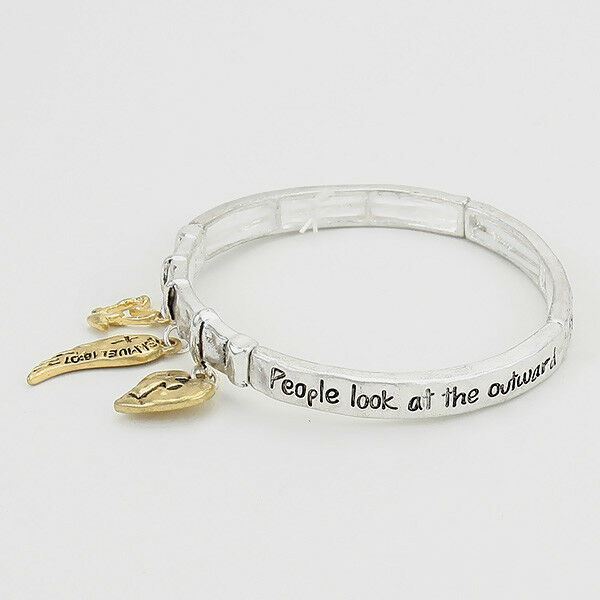 Samuel 16:07 Charm Bracelet SILVER Religious Heart Inspirational Message Jewelry - PalmTreeSky