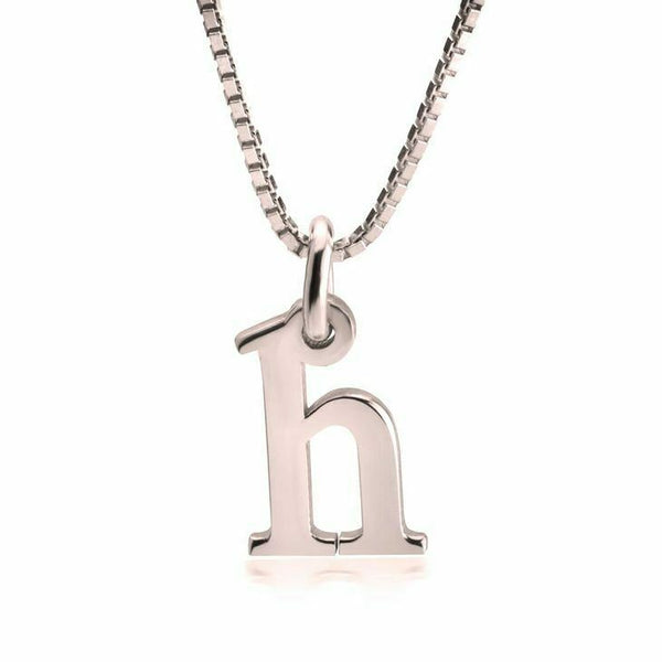 Small Initial Necklace all Letters Lower Case .4" Charm Monogram STERLING ROSE - PalmTreeSky